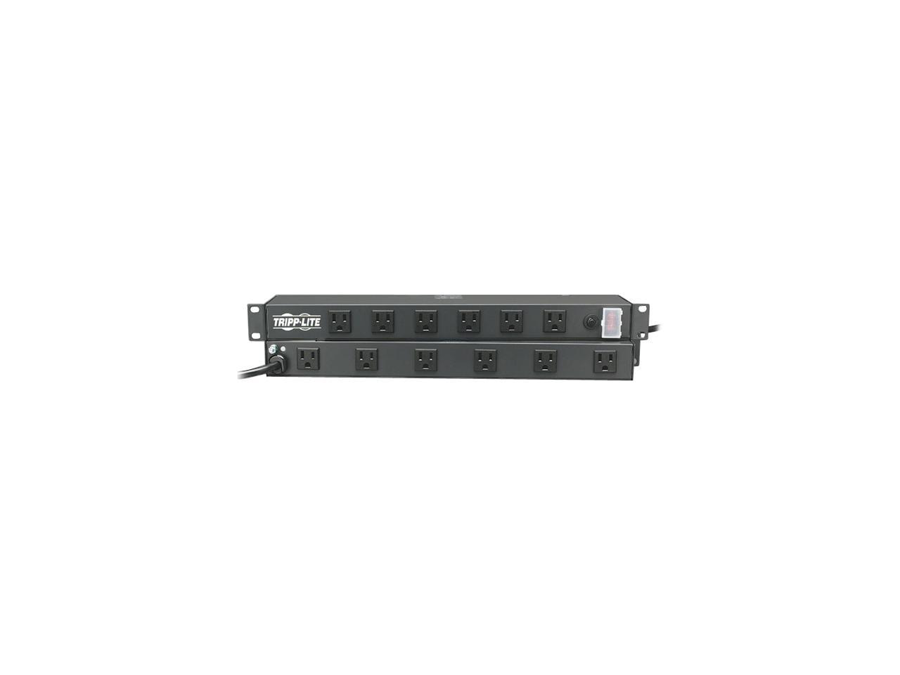 Tripp Lite 1U Rack-Mount Power Strip, 120V, 15A, 5-15P, 12 Outlets (Right-Angled Widely Spaced), 15.0 Feet Cord (RS-1215-RA)