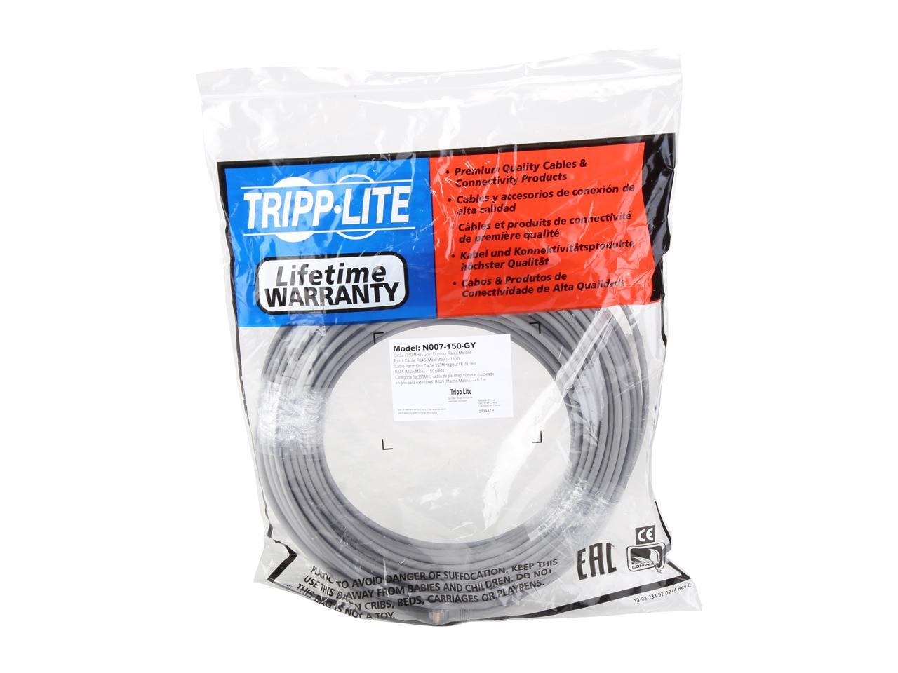 TRIPP LITE N007-150-GY 150 ft. Cat 5E Gray Cat5e 350MHz Molded Outdoor Rated Patch Cables