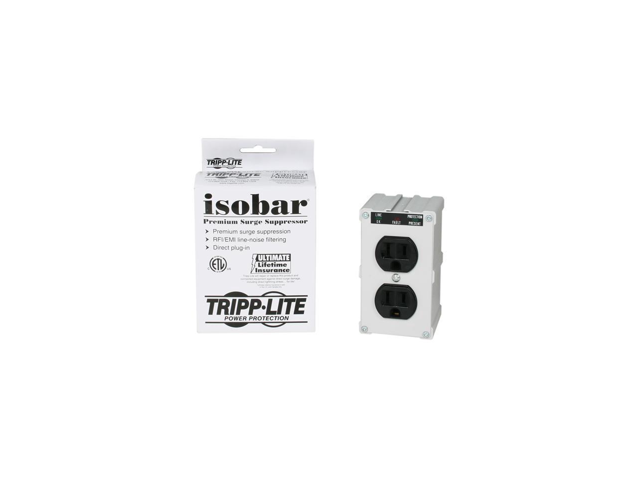 TRIPP LITE ISOBLOK2-0 Direct Plug-in 2 Outlets 1410 Joules Isobar Surge Suppressor