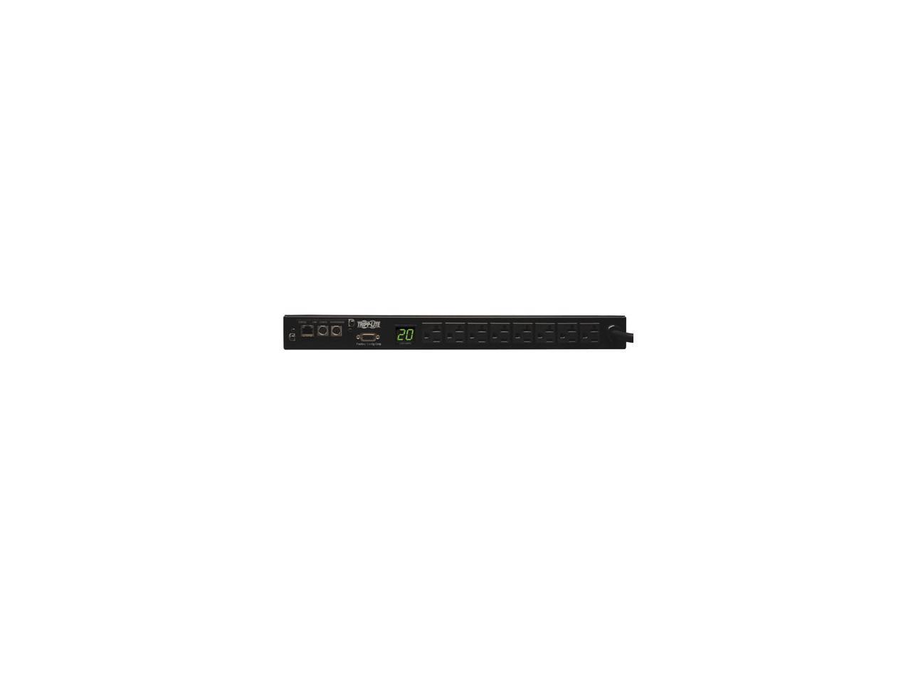 Tripp Lite Monitored PDU, 1.9kW Single-Phase 120V Outlets (8 5-15/20R), L5-20P/5-20P Adapter, 12ft Cord, 1U Rack-Mount, TAA (PDUMNH20)