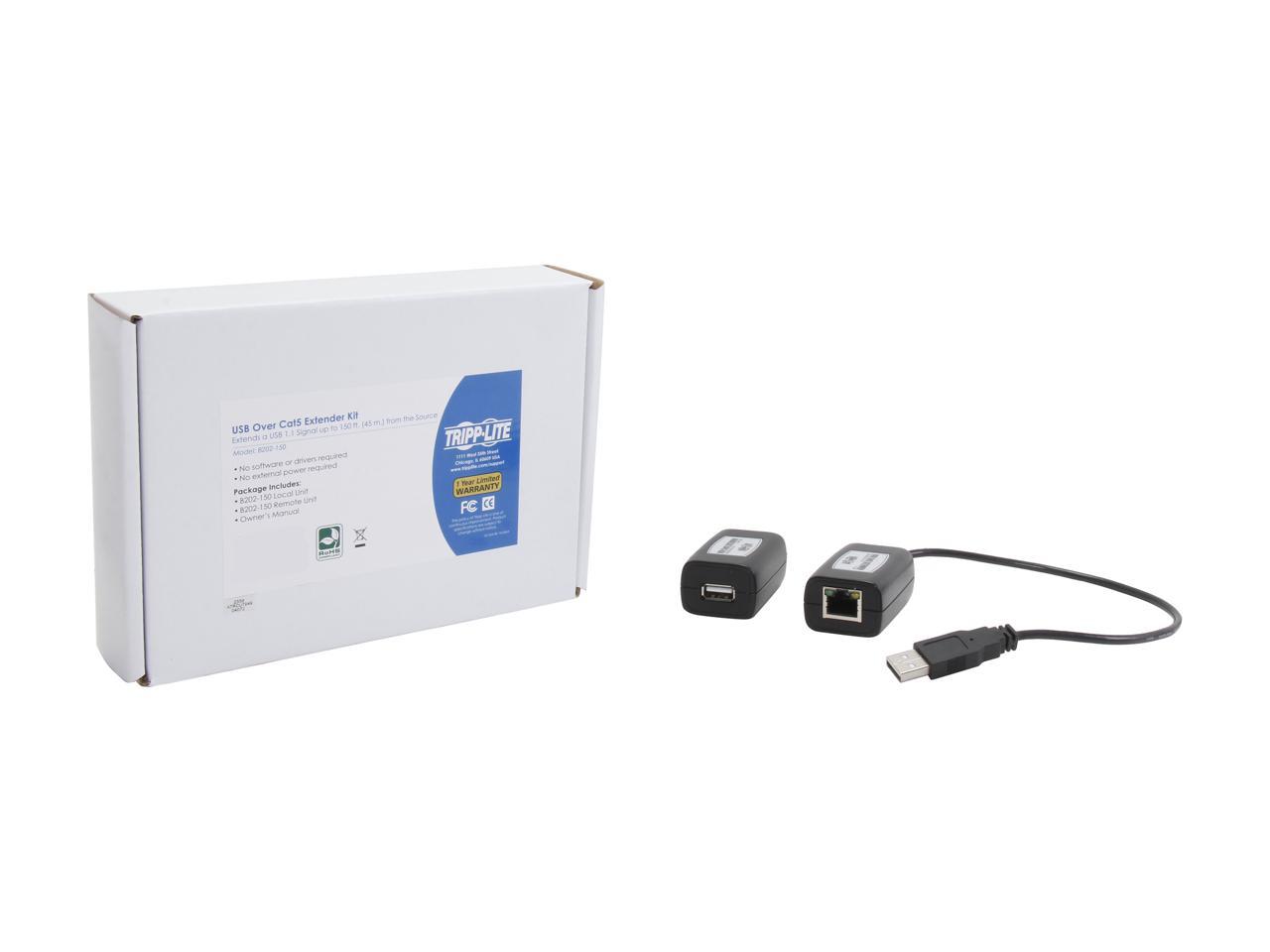 Tripp Lite B202-150 USB over Cat5 Transmitter Receiver Extender Kit, USB 1.1 Extension