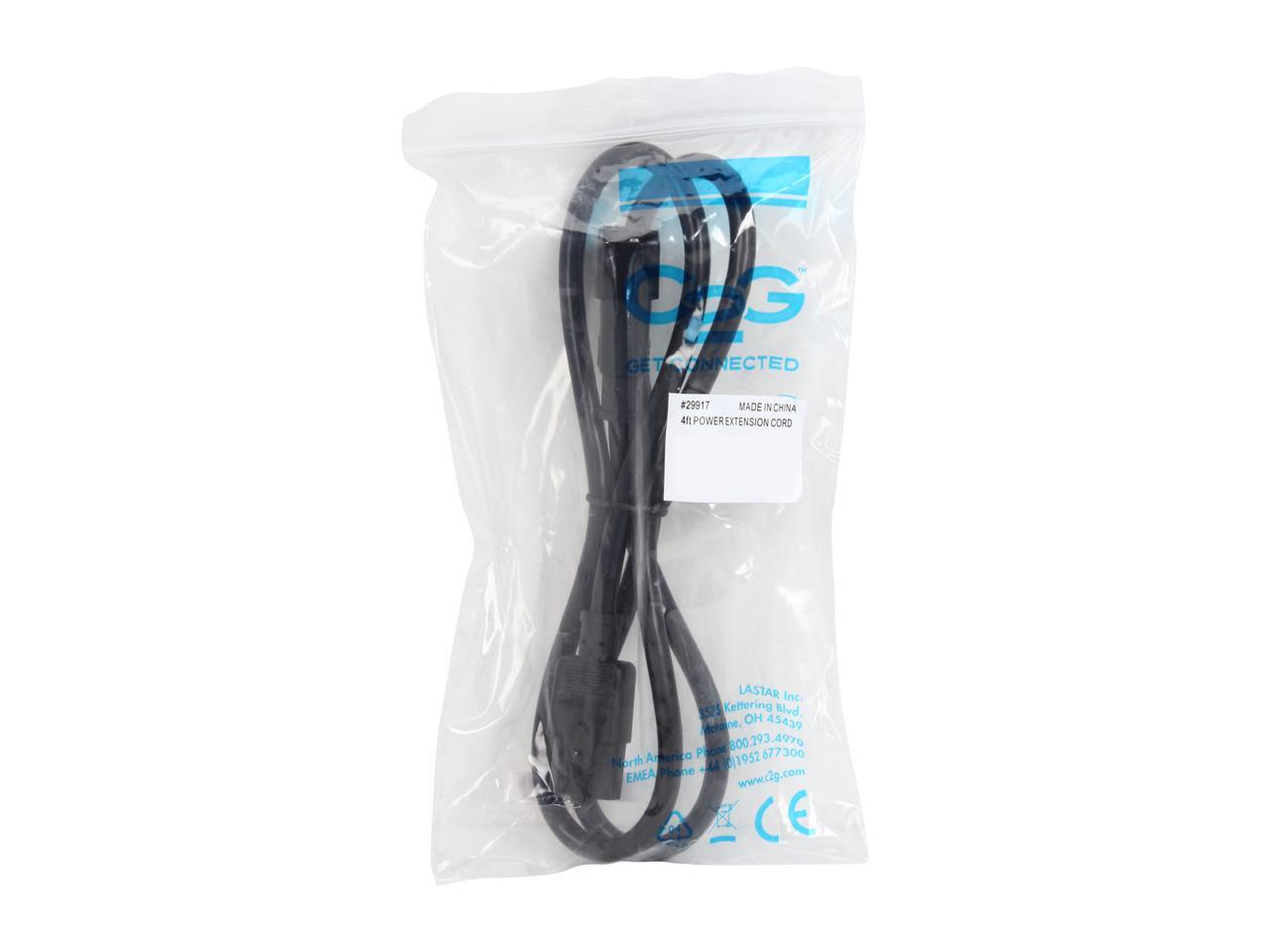 C2G 29917 16 AWG 250 Volt Computer Power Extension Cord - IEC320C14 (C14) to IEC320C13 (C13), TAA Compliant, Black (4 Feet, 1.21 Meters)