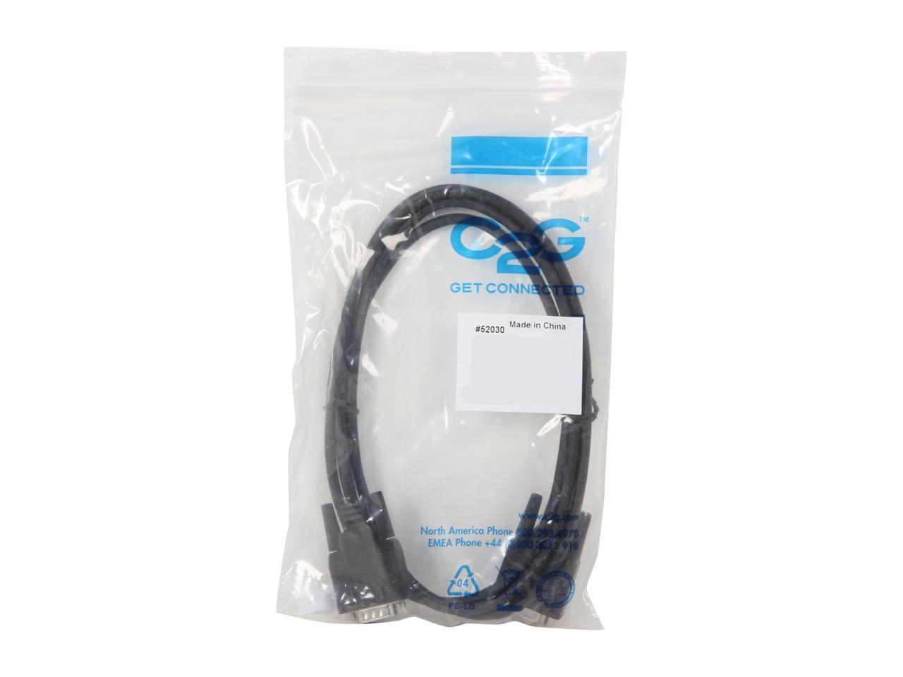 C2G 52030 DB9 M/F Serial RS232 Extension Cable, Black (6 Feet, 1.82 Meters)