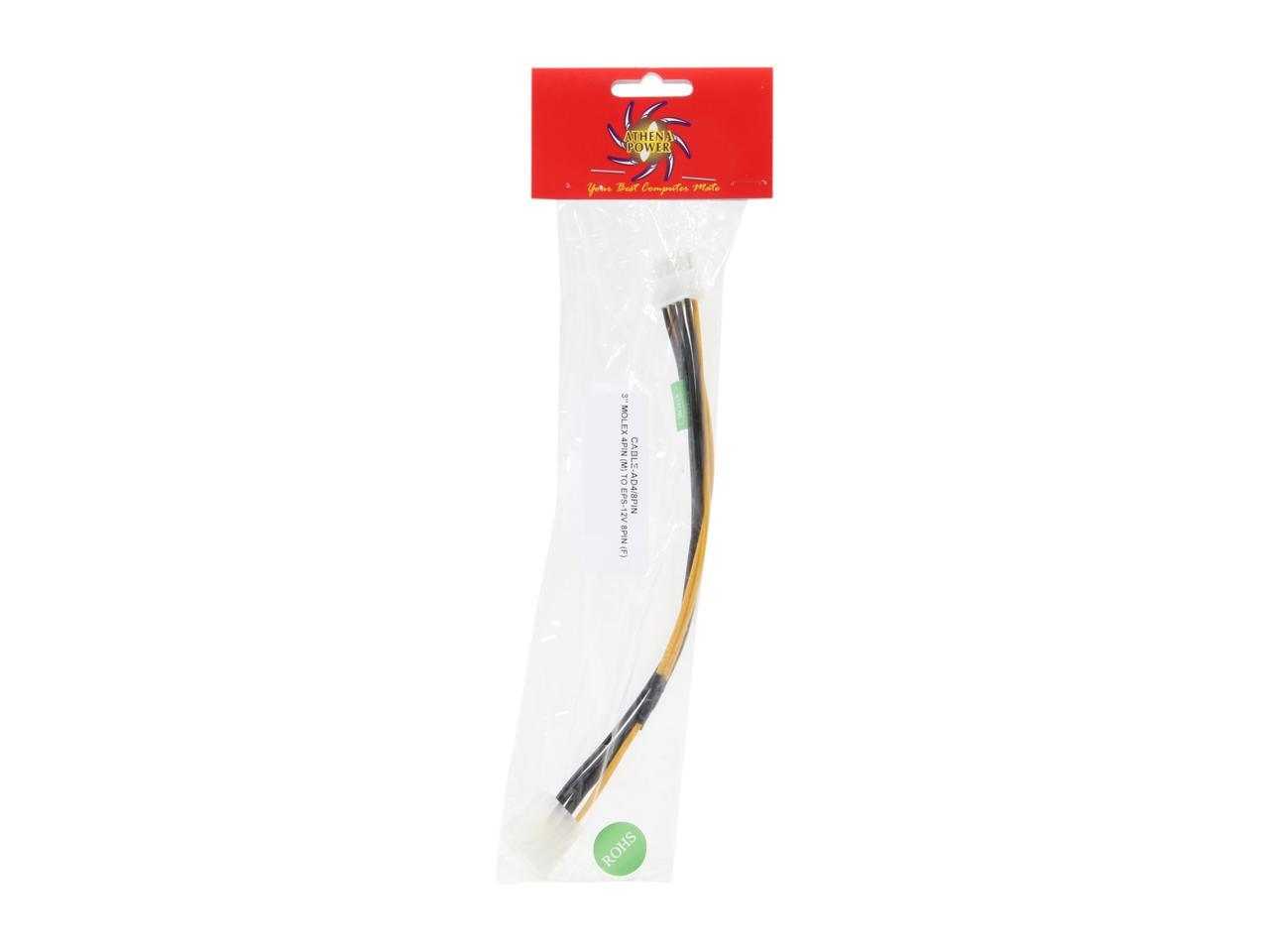 Athena Power Cable-AD4/8Pin 8 in. 4pin (HD MALE) to 8pin (EPS-12V Female) Convertor - OEM