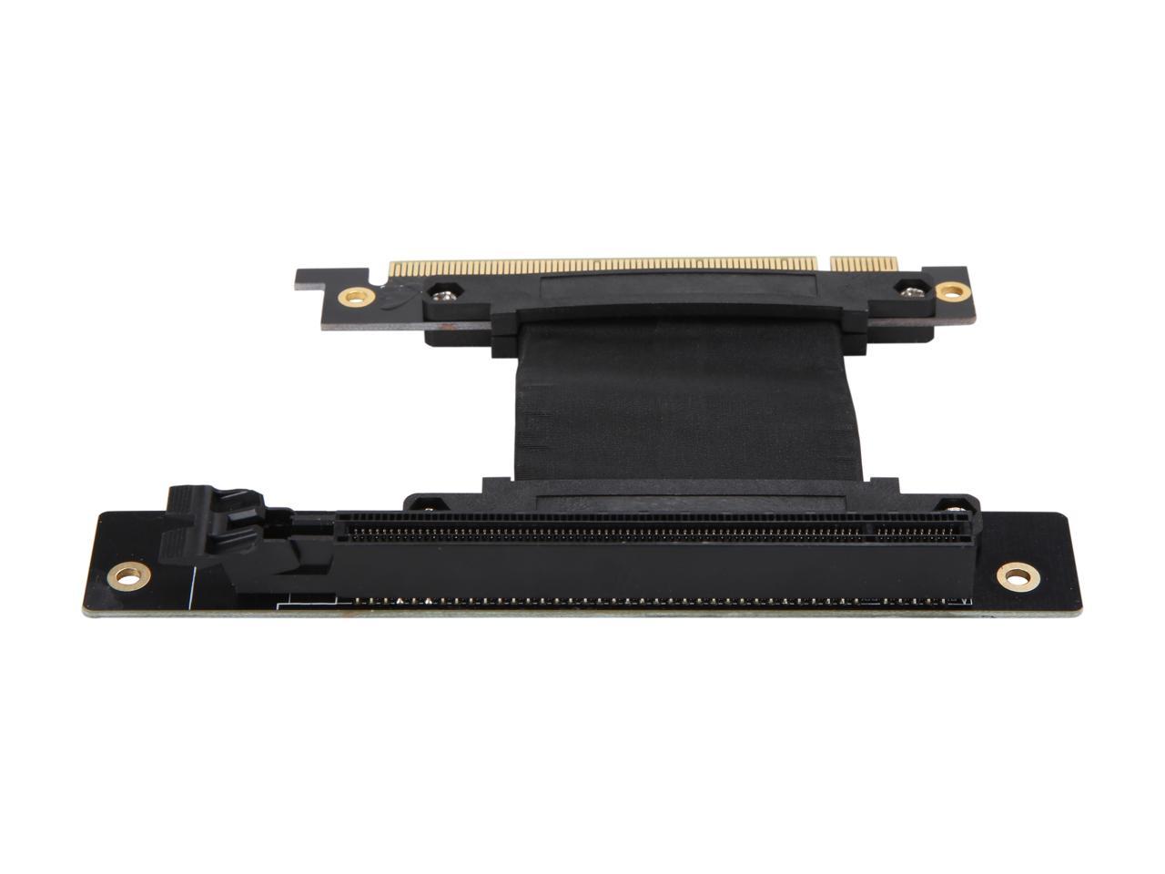 Athena Power CABLE-PCIE16A1-R5V2 Focus 1U/2U Chassis, 50mm Straight PCI-E x16, PCIe 3.0 High Quality Flexible EMI Shielded Ribbon 90-Degree Right Angle Riser Cable, Wide Range Verticle Mounting GPU Support - OEM