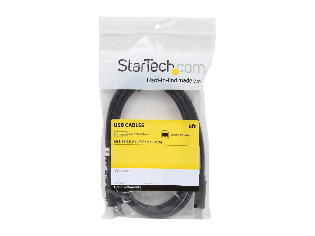 StarTech.com USB2HAB6 6 ft USB 2.0 Certified A to B Cable - M/M - 2m USB A to B Cable
