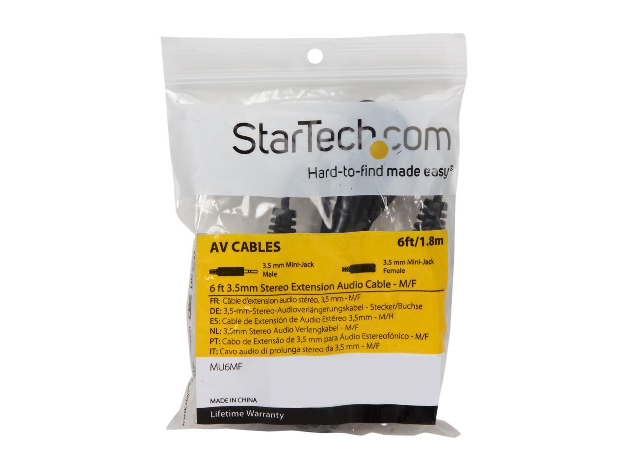 StarTech.com MU6MF 6 ft. Stereo Extension Cable 3.5mm Male to 3.5mm Female Male to Female