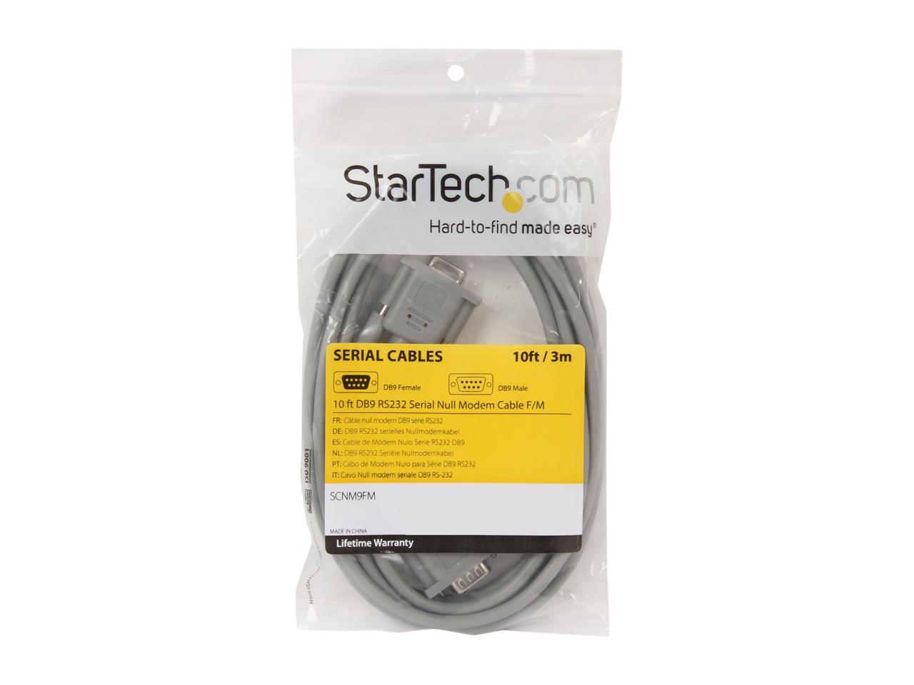StarTech.com Model SCNM9FM 10 ft. DB9 RS232 Serial Null Modem Cable Female to Male