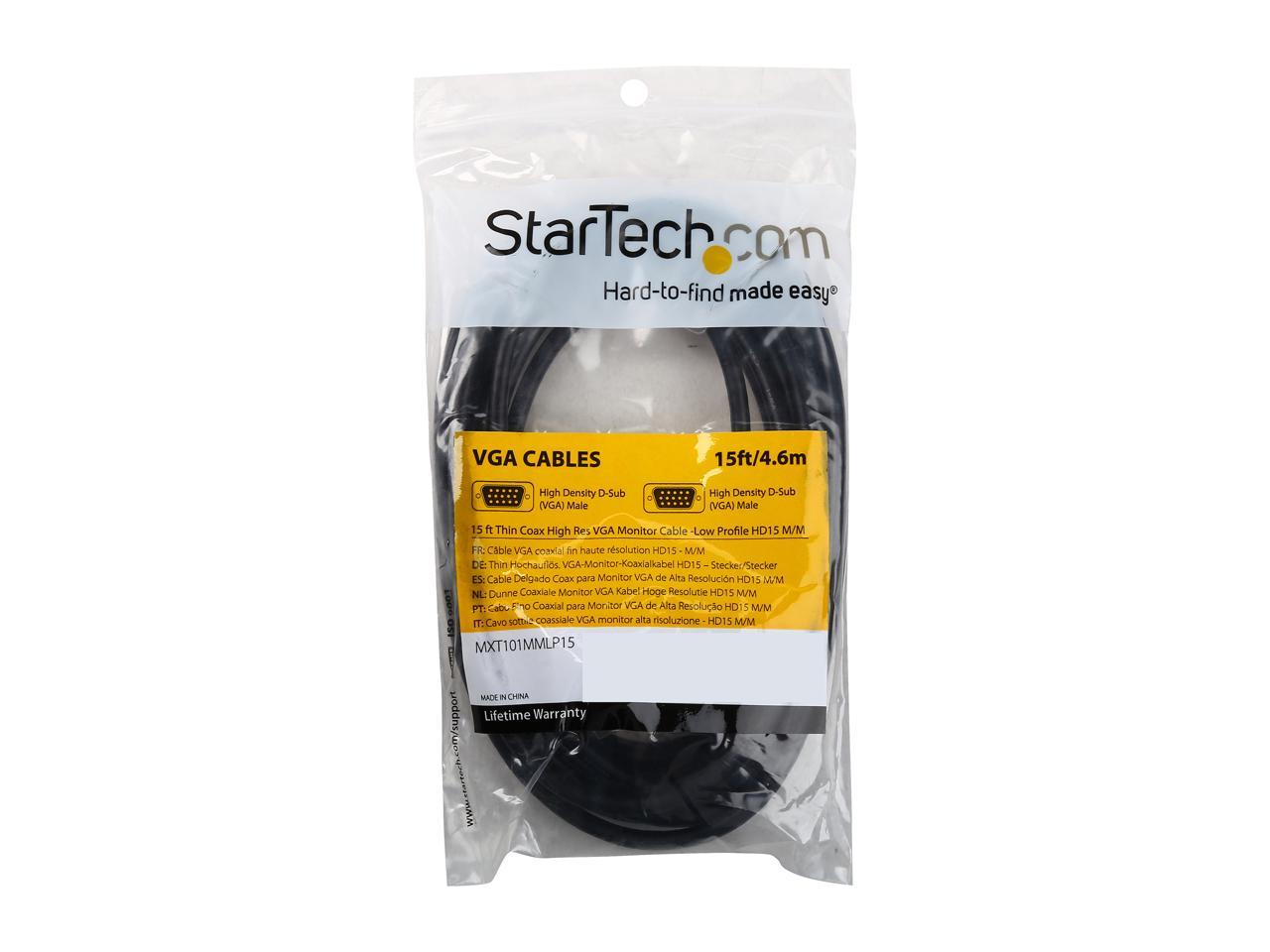 StarTech.com MXT101MMLP15 15 ft. Thin Coax High Res VGA Monitor Cable -Low Profile HD15 M/M