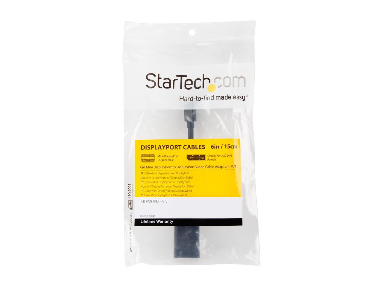 StarTech.com MDP2DPMF6IN 6in / 15cm Mini DisplayPort to DisplayPort Video Cable Adapter - M/F - Mini DP (m) to DP (f) Converter