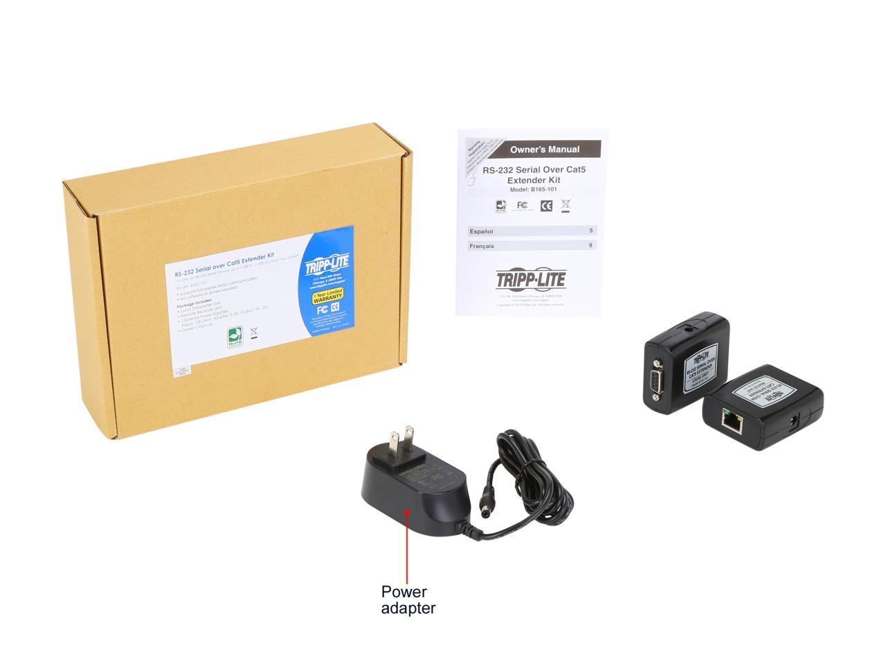 Tripp Lite B165-101 RS-232 / Serial over Cat5 Extender Transmitter + Receiver