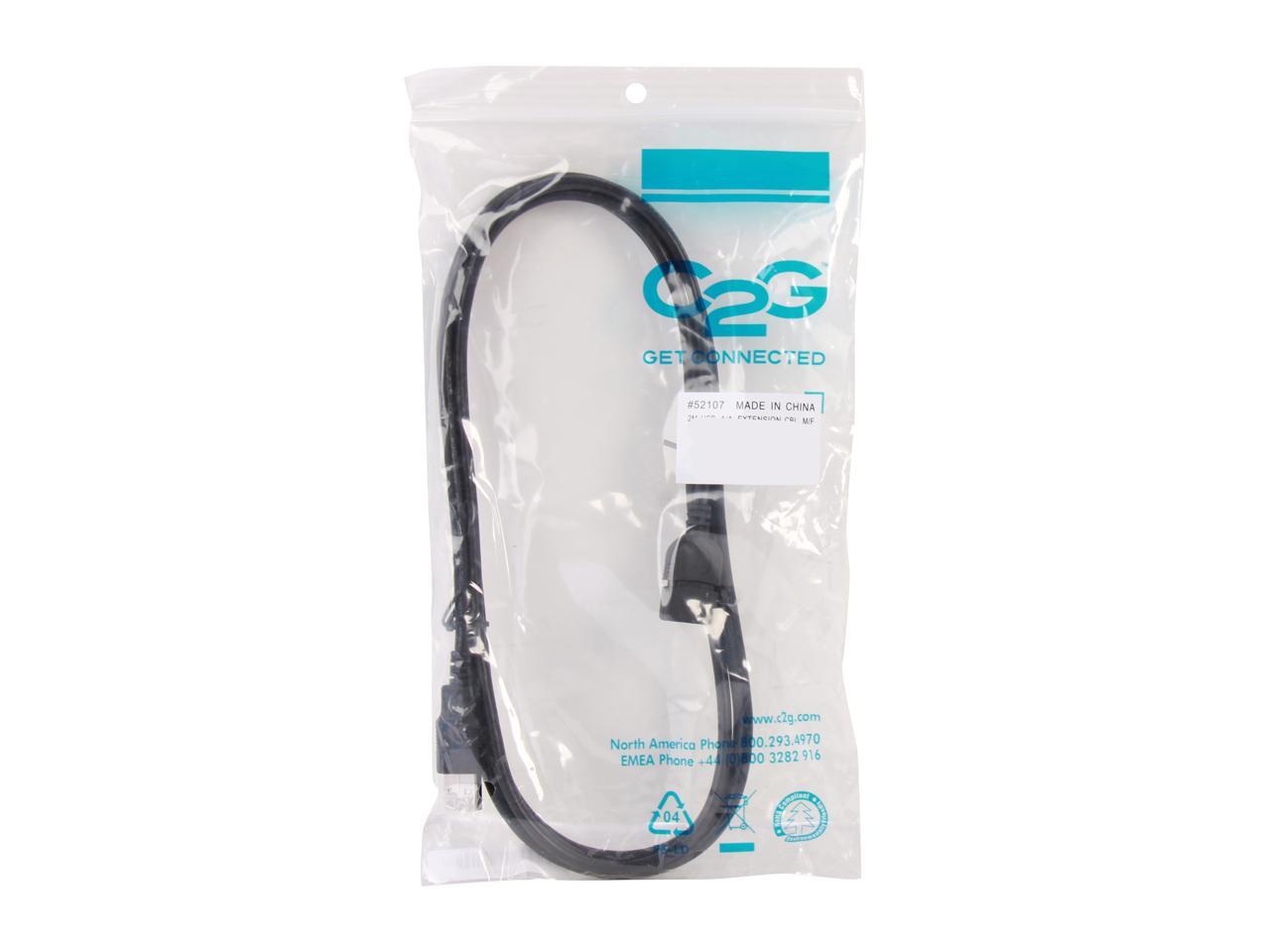 C2G 52107 USB Extension Cable - USB 2.0 A Male to A Female Extension Cable, Black (6.6 Feet, 2 Meters)