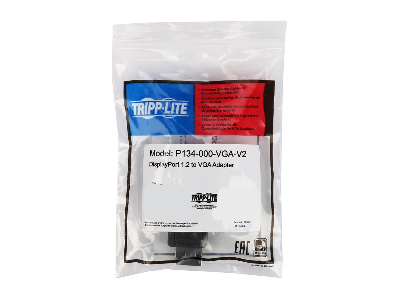 Tripp Lite DisplayPort to VGA Active Cable Adapter, DP 1.2, Converter for DP to VGA (M/F), Compact (P134-000-VGA-V2)