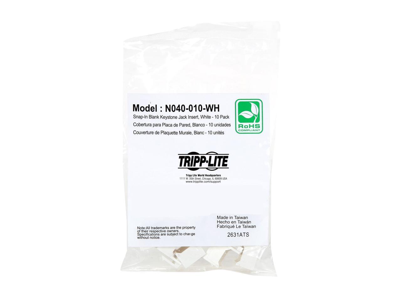 Tripp Lite N040-010-WH Snap In Blank Keystone Jack Insert 10 Pack White