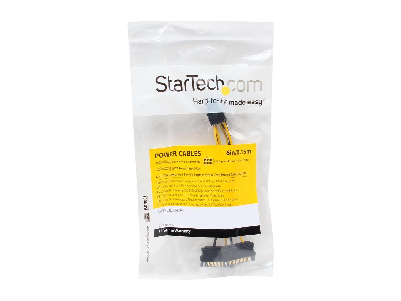 StarTech.com SATPCIEXADAP 6 in. 6in SATA Power to 6 Pin PCI Express Video Card Power Cable Adapter