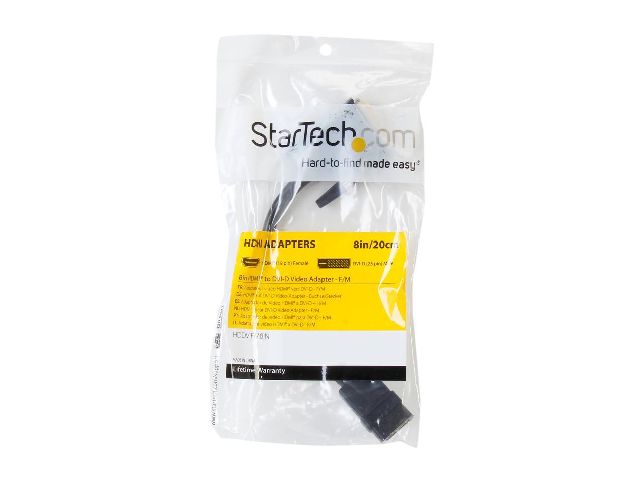 StarTech.com HDDVIFM8IN 8in HDMI to DVI-D Video Cable Adapter - HDMI Female to DVI Male - HDMI to DVI Dongle Adapter Cable