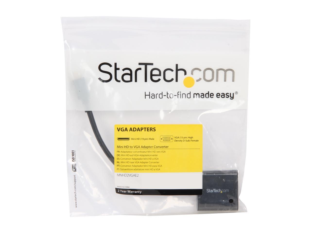 StarTech.com MNHD2VGAE2 Mini HDMI to VGA Adapter Converter for Digital Still Camera / Video Camera - 1920x1080 - Mini HDMI Male to VGA HD15 Female