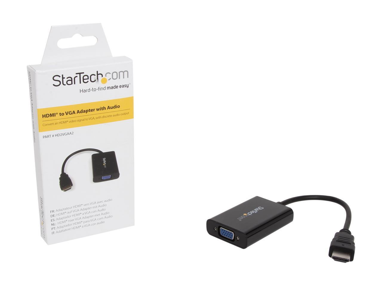 StarTech.com HD2VGAA2 HDMI to VGA Adapter - With Audio - 1080p - 1920 x 1200 - Black - HDMI Converter - VGA to HDMI Monitor Adapter