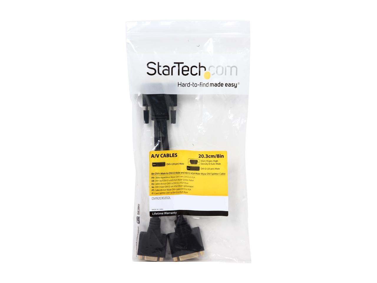 StarTech.com DVI92030202L 8in Wyse DVI Splitter Cable - DVI-I to DVI-D and VGA - M/F - Comparable to Wyse DVI Y-Cable