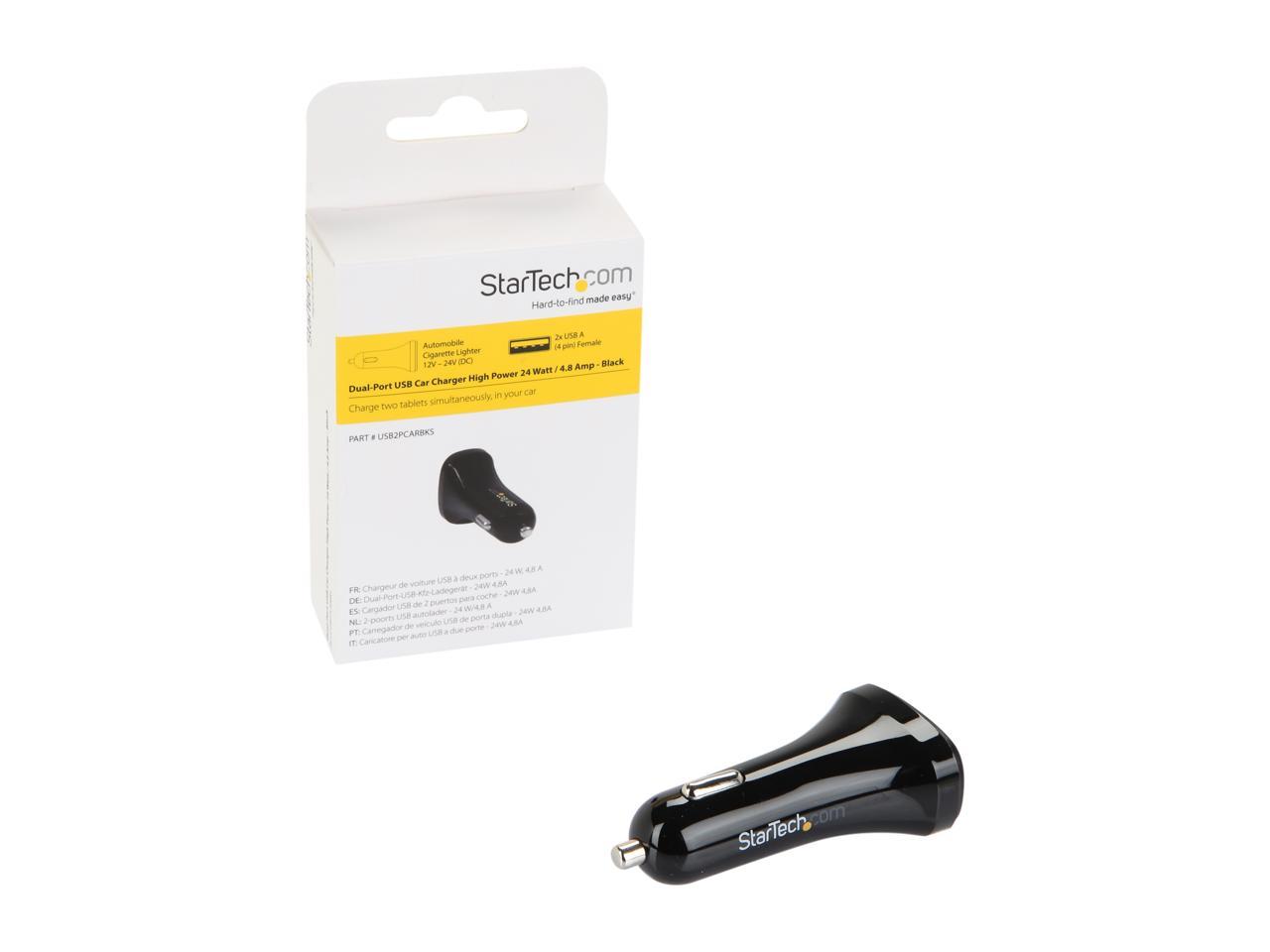 StarTech.com USB2PCARBKS Black Dual-Port USB Car Charger - 24W/4.8A