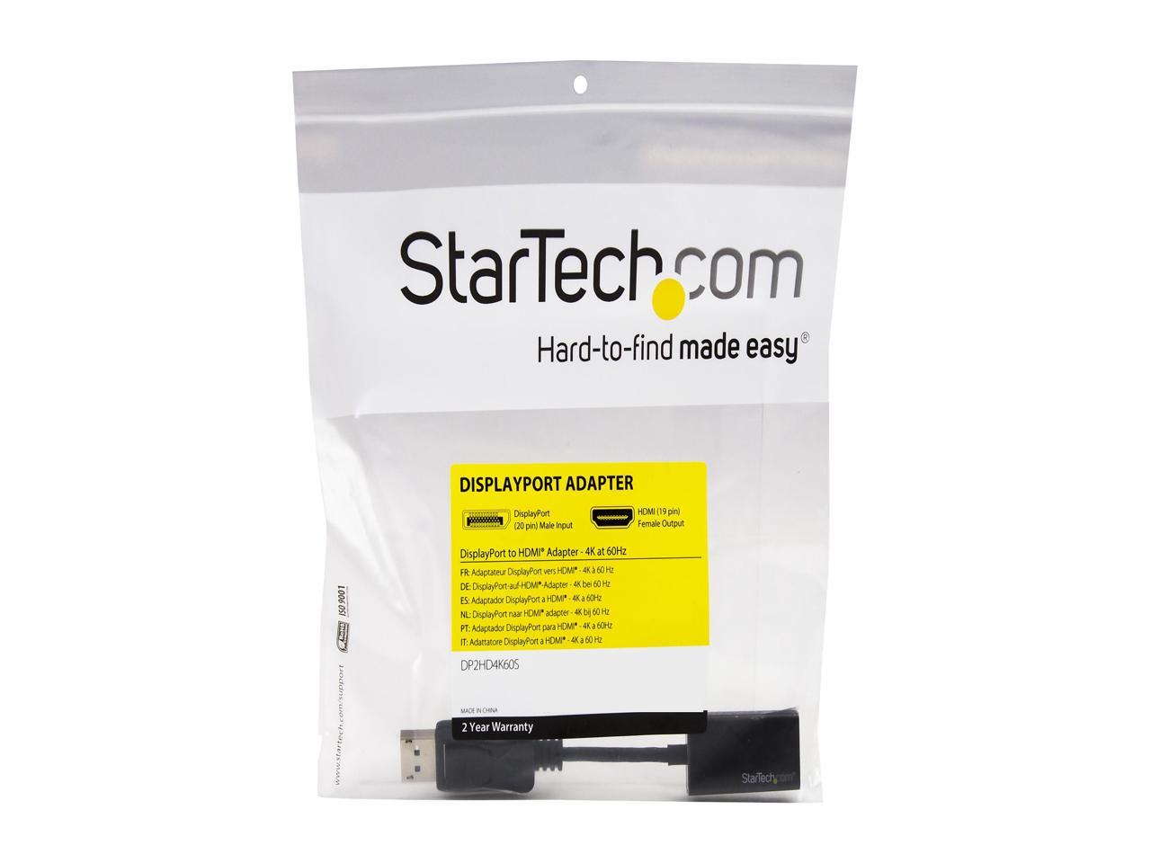 StarTech.com DP2HD4K60S DisplayPort to HDMI Adapter - 4K DP to HDMI Converter - UHD 4K 60Hz