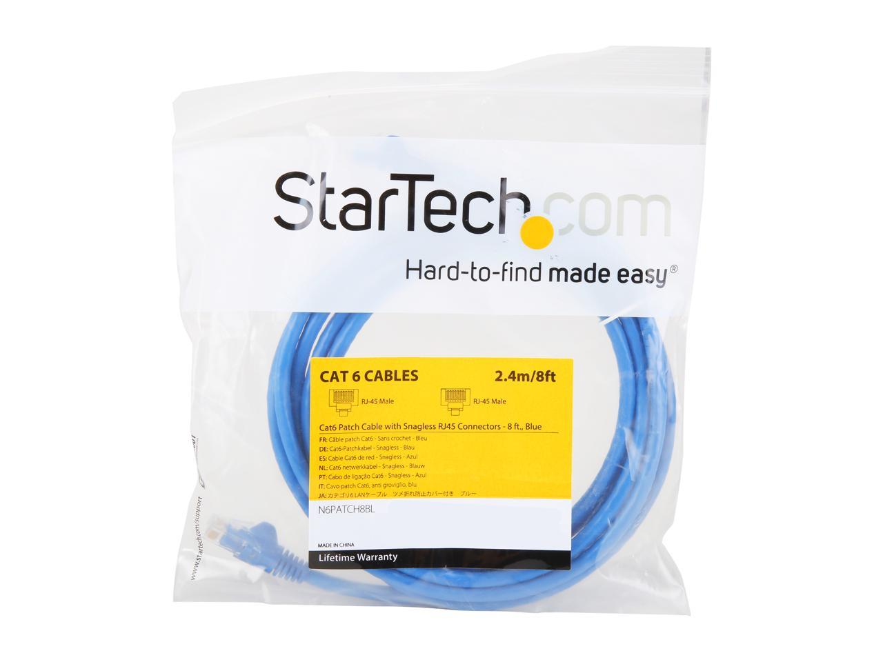 StarTech N6PATCH8BL StarTech.com Cat6 Patch Cable - 8 ft. - Blue Ethernet Cable - Snagless RJ45 Cable - Ethernet Cord - Cat 6 Cable - 8 ft.