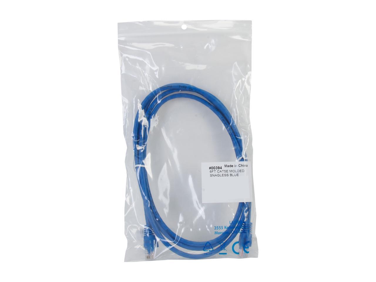 C2G 00394 Cat5e Cable - Snagless Unshielded Ethernet Network Patch Cable, Blue (6 Feet, 1.82 Meters)