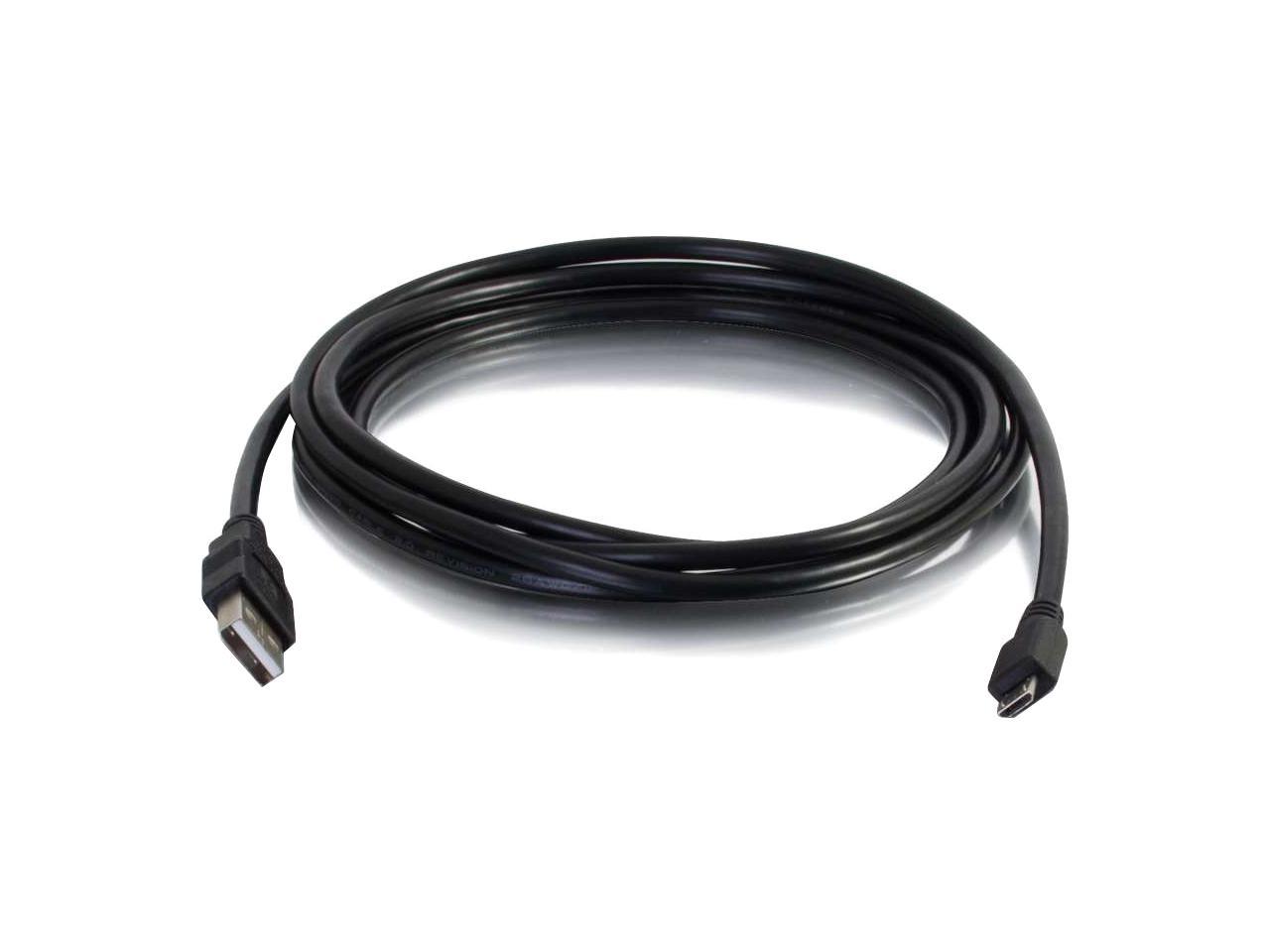 C2G 27423 Micro USB Cable - USB 2.0 A Male to Micro-USB B Male Cable, Black (1 Foot, 0.3 Meters)