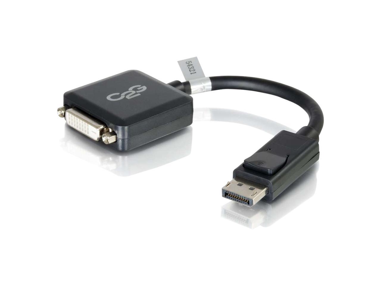 C2G 54321 DisplayPort Male to Single Link DVI-D Female Adapter Converter, TAA Compliant, Black (8 Inches)