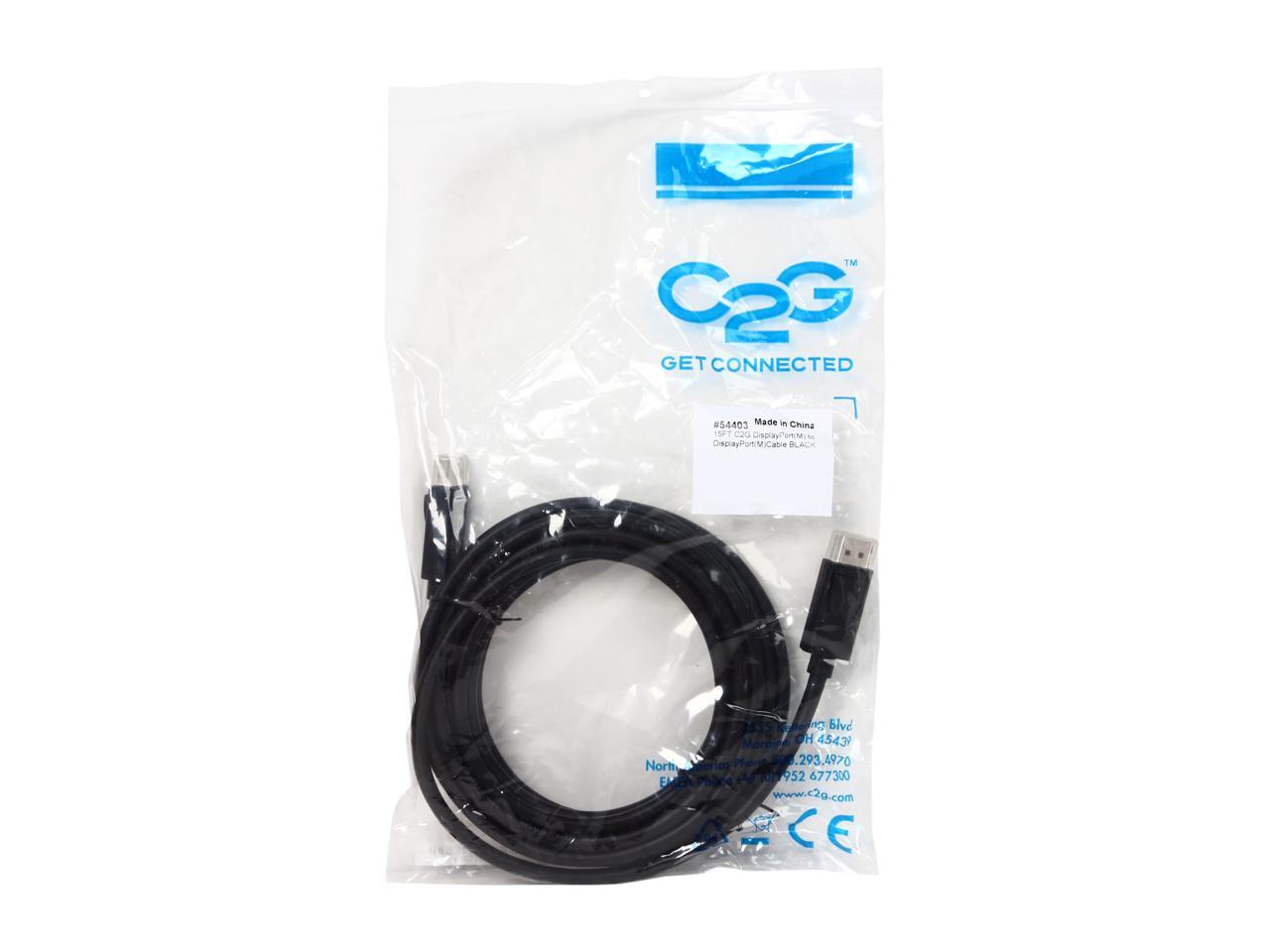 C2G 54403 DisplayPort Cable with Latches M/M, 8K UHD Compatible - Digital Audio Video, Black (15 Feet, 4.57 Meters)