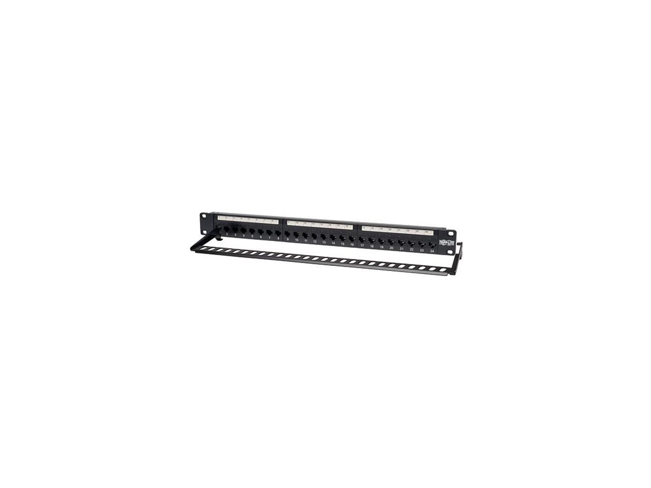 TRIPP LITE 24-Port 1U Rackmount Cat5e Feedthrough Patch Panel, RJ45 Ethernet