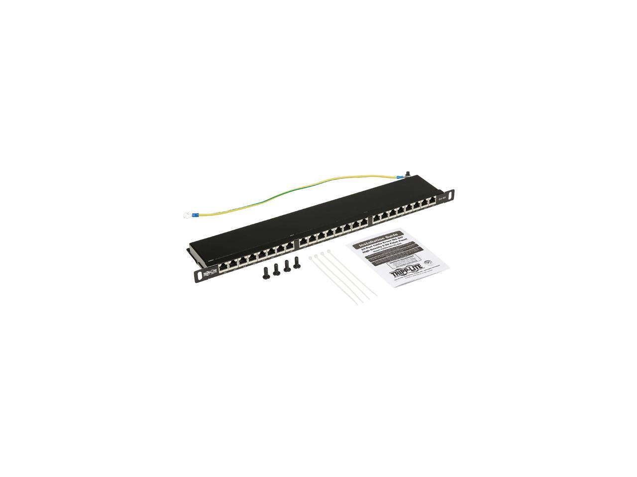 Tripp Lite Cat6a 24-Port High-Density Patch Panel - Shielded, Dual IDC, 568A/B, RJ45 Ethernet, 0.5U Rack-Mount (N252A-024-HUSHK)