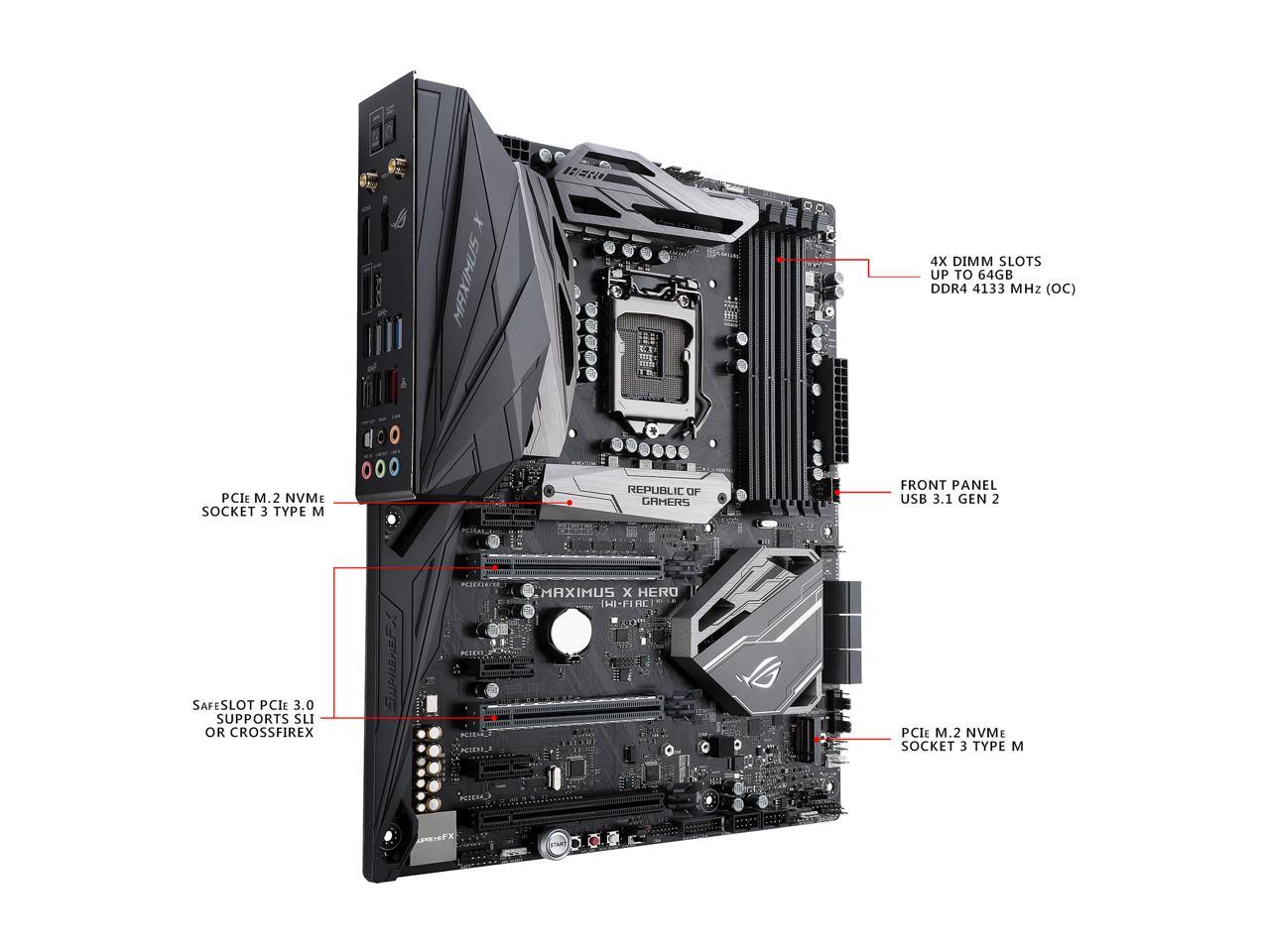 ASUS ROG Maximus X Hero (Wi-Fi AC) LGA 1151 (300 Series) Intel Z370 SATA 6Gb/s ATX Intel Motherboard