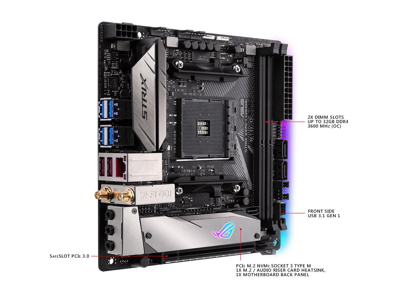 ASUS ROG STRIX X370-I GAMING AM4 AMD X370 SATA 6Gb/s USB 3.1 Mini ITX AMD Motherboard
