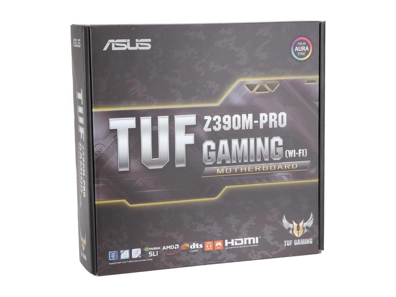 ASUS TUF Z390M-Pro Gaming (Wi-Fi) LGA1151 (Intel 8th and 9th Gen) DDR4 DP HDMI M.2 Z390 Micro ATX (mATX) Motherboard with Onboard 802.11 ac Wi-Fi and USB 3.1 Gen2