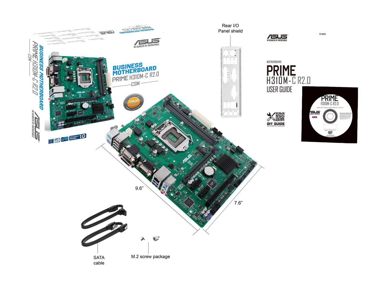 ASUS Prime H310M-C R2.0/CSM LGA 1151 (300 Series) Intel H310 SATA 6Gb/s USB 3.1 Micro ATX Intel Motherboard