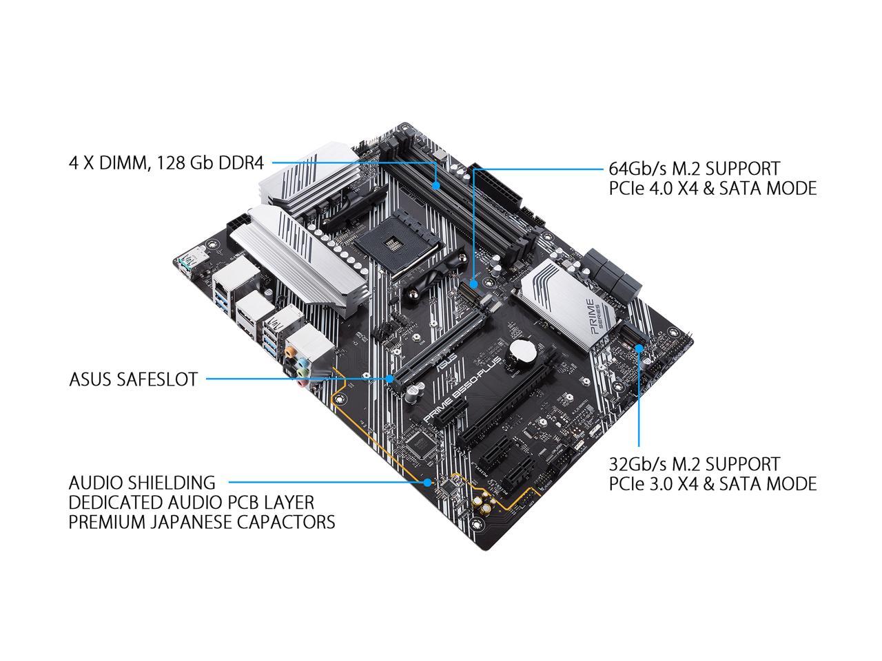 ASUS PRIME B550-PLUS AM4 AMD B550 SATA 6Gb/s ATX AMD Motherboard