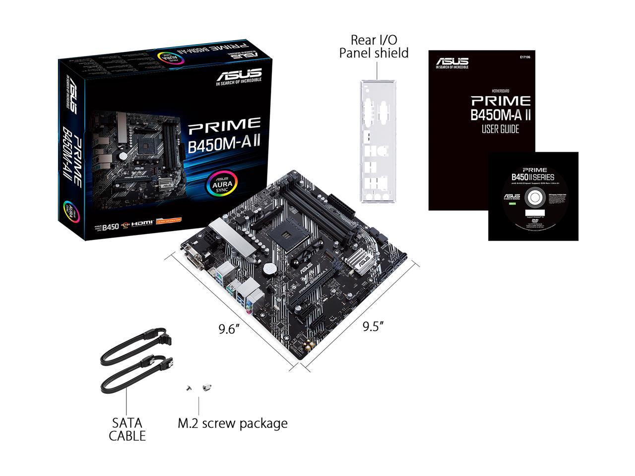 ASUS Prime B450M-A II AM4 AMD B450 SATA 6Gb/s Micro ATX AMD Motherboard