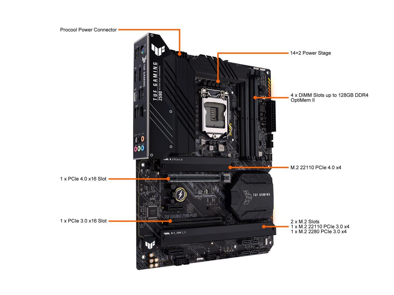 ASUS TUF GAMING Z590-PLUS LGA 1200 Intel Z590 SATA 6Gb/s ATX Intel Motherboard