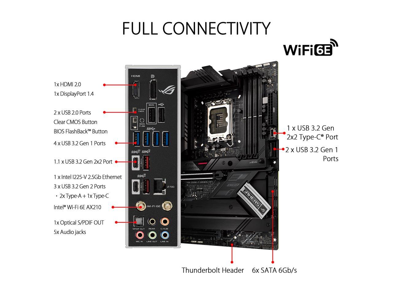 ASUS ROG Strix Z690-F Gaming WiFi 6E LGA 1700(Intel® 12th&13th Gen) ATX gaming motherboard(PCIe 5.0, DDR5,16+1 power stages,2.5 Gb LAN,Bluetooth v5.2,Thunderbolt 4,4xM.2/NVMe SSD and Front panel USB 3.2 Gen 2x2 Type-C connector)