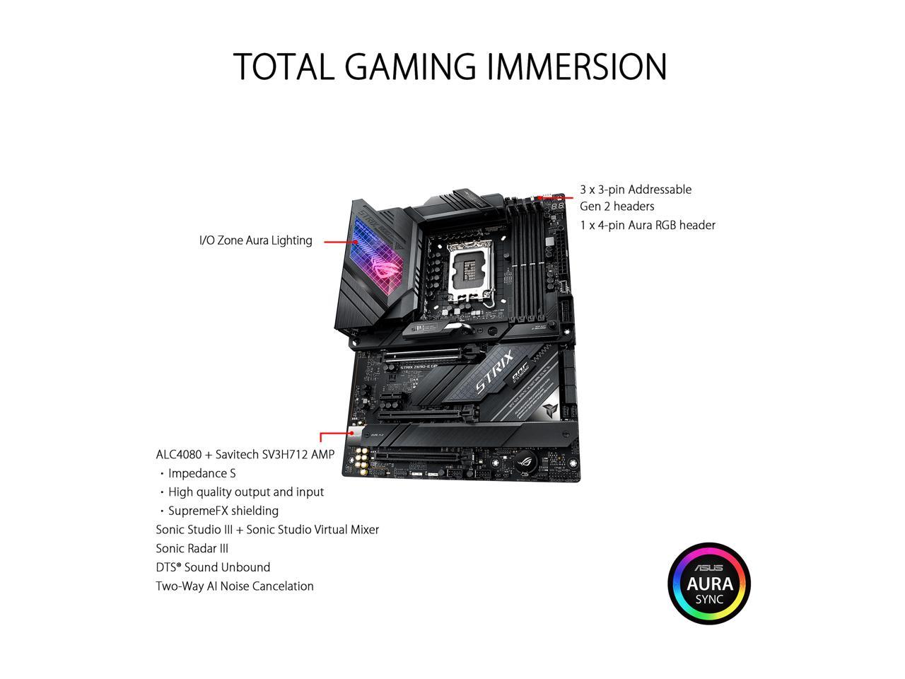 ASUS ROG Strix Z690-E Gaming WiFi 6E LGA 1700(Intel® 12th&13th Gen)ATX gaming motherboard(PCIe 5.0, DDR5,18+1 ower stages,2.5 Gb LAN,Bluetooth v5.2,Thunderbolt 4,support up to 5xM.2,1xPCIe 5.0 M.2)