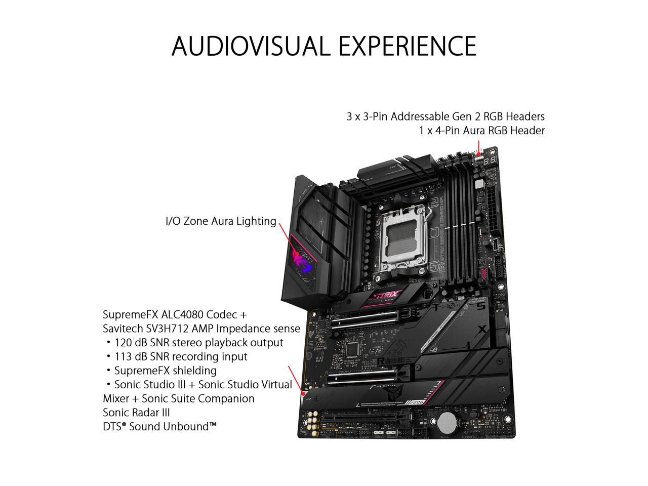 ASUS ROG STRIX B650E-E GAMING WiFi Socket AM5 (LGA 1718) Ryzen 7000 gaming motherboard(16 + 2 power stages, DDR5, 4x M.2 slots, PCIe® 5.0, WiFi 6E, 2.5G LAN, USB 3.2 Gen 2x2 Type-C® rear I/O port, Aura Sync RGBc)