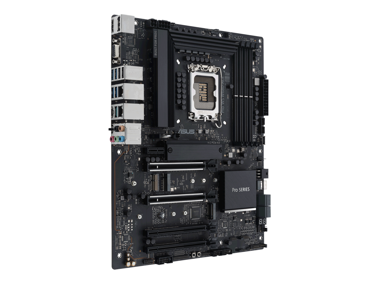 Pro WS W680-ACE Intel W680 LGA 1700 ATX workstation motherboard, dual PCIe 5.0x16 slot, DDR5, ECC memory and XMP support, dual Intel 2.5 Gb Lan, 3xPCIe 4.0 M.2 slots, USB 3.2 Gen 2x2 front panel connector, SlimSAS(SATA RAID0,1,5,10 Suppoort