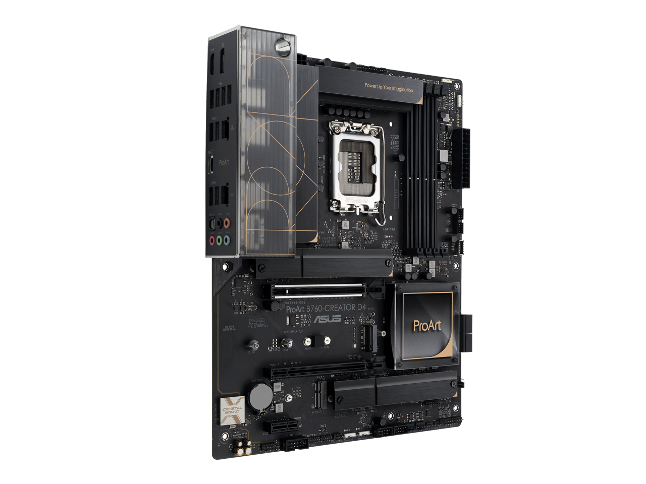 ASUS ProArt B760-CREATOR D4 Intel LGA 1700(13th and 12th Gen) ATX content creator motherboard, 12+1 power stages, DDR4, PCIe 5.0, three M.2 slots, 2.5 Gb & 1 Gb LAN, USB 3.2 Gen 2x2 Type-C front-panel connector, Thunderbolt (USB4®) header