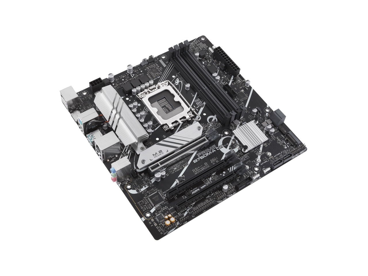 ASUS PRIME B760M-A D4 Intel B760 (LGA 1700)(13th and 12th Gen) mATX motherboard, PCIe 4.0, two M.2 slots, Realtek 2.5Gb Ethernet, DisplayPort, Dual HDMI, SATA 6 Gbps, rear USB 3.2 Gen 2, front USB 3.2 Gen 1 Type-C, Aura Sync