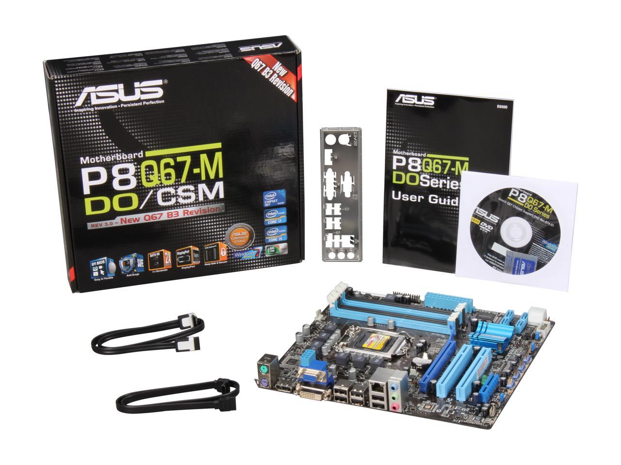ASUS P8Q67-M DO/CSM (REV 3.0) LGA 1155 Intel Q67 SATA 6Gb/s Micro ATX Intel Motherboard with UEFI BIOS