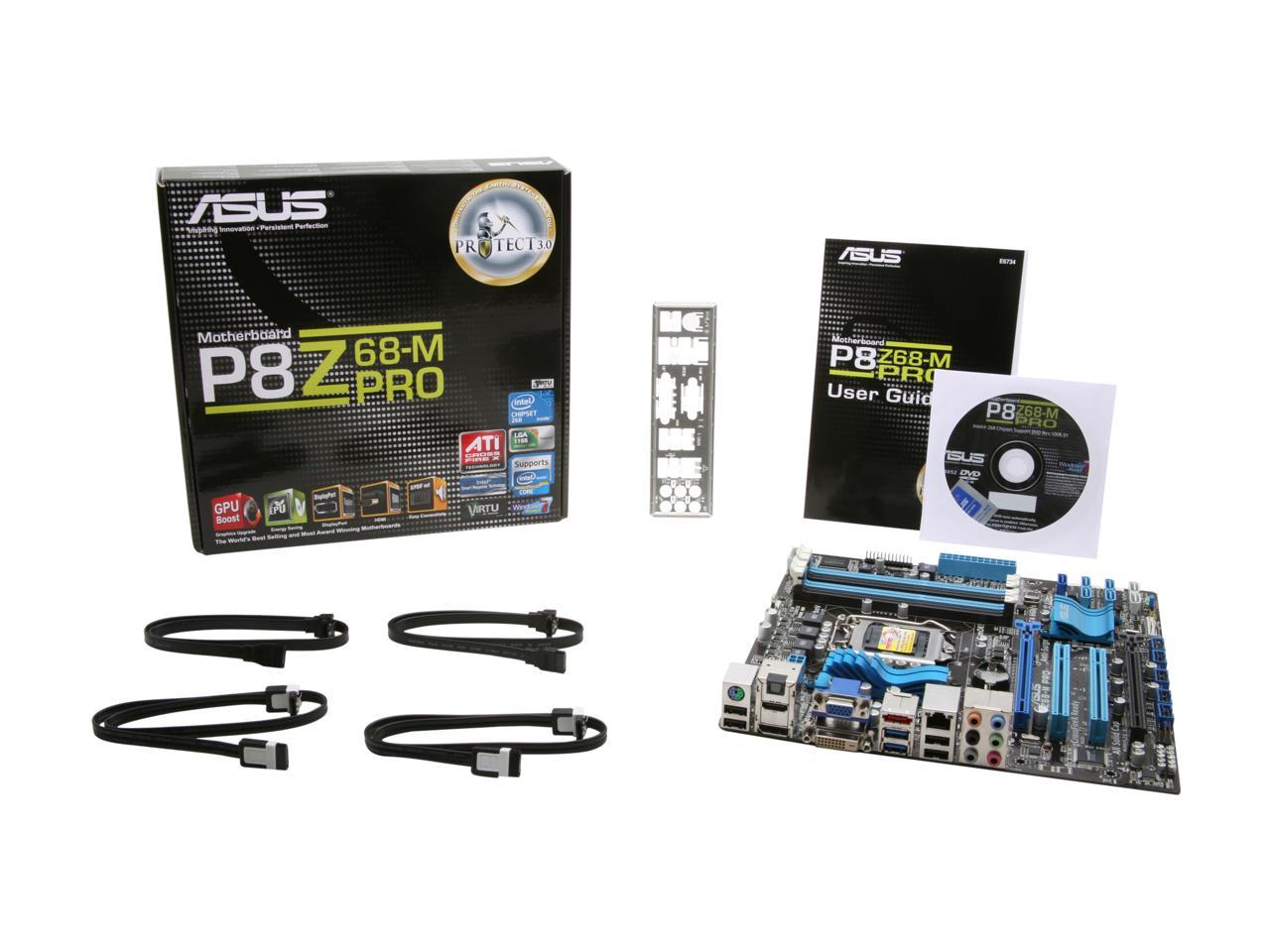 ASUS P8Z68-M Pro LGA 1155 Intel Z68 HDMI SATA 6Gb/s USB 3.0 Micro ATX Intel Motherboard with UEFI BIOS