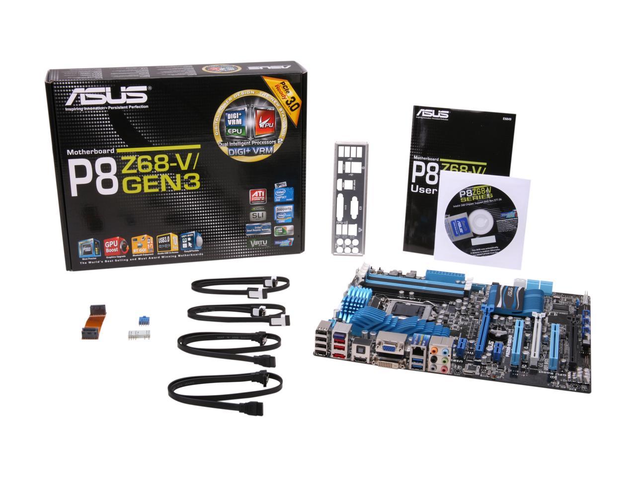 ASUS P8Z68-V/GEN3 LGA 1155 Intel Z68 HDMI SATA 6Gb/s USB 3.0 ATX Intel Motherboard with UEFI BIOS