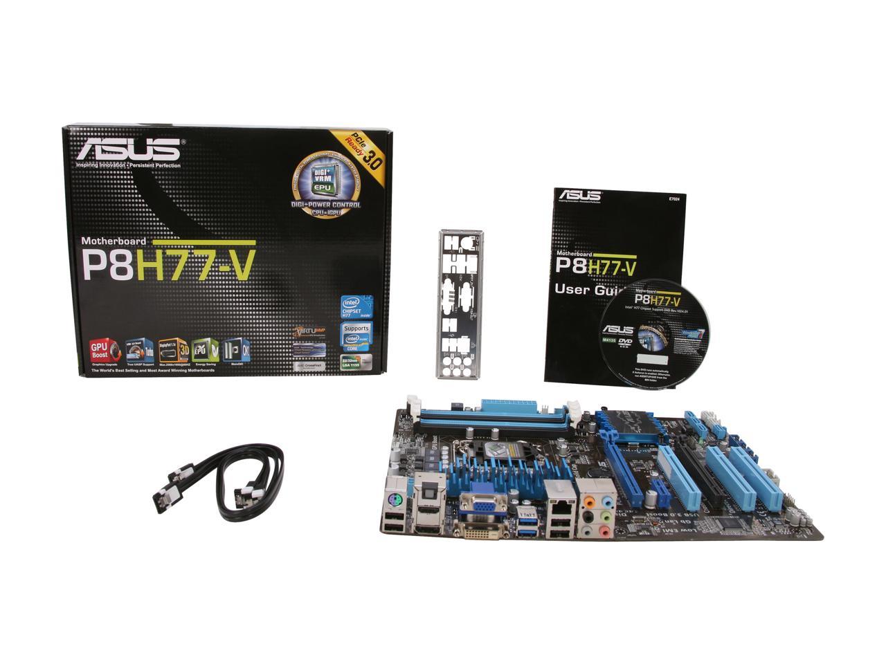 ASUS P8H77-V LGA 1155 Intel H77 HDMI SATA 6Gb/s USB 3.0 ATX Intel Motherboard