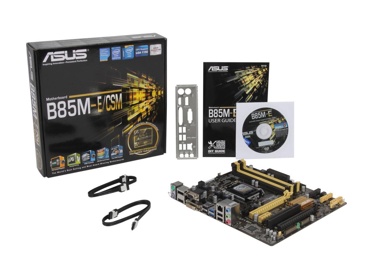 ASUS B85M-E/CSM LGA 1150 Intel B85 HDMI SATA 6Gb/s USB 3.0 Micro ATX Intel Motherboard